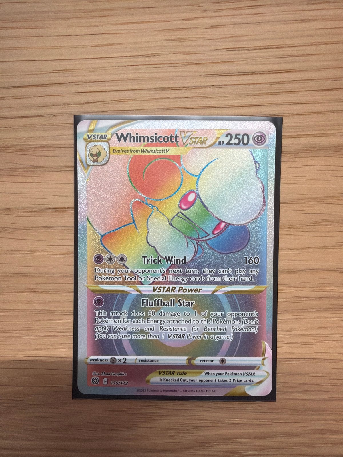 Whimsicott VSTAR Rainbow Rare Pokémon 175/172, Ophalen of Verzenden, Nieuw, Losse kaart, Foil