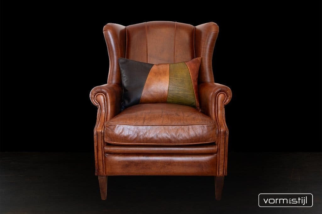 Kings Design Engelse wingchair, Ophalen, Zo goed als nieuw, 75 tot 100 cm, Leer