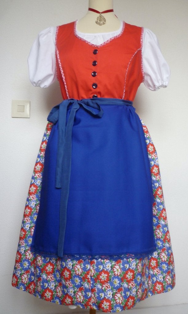 686 DIRNDL KOREN BLAUW SCHORT MET KANTJE (NIEUW), Ophalen of Verzenden, Nieuw