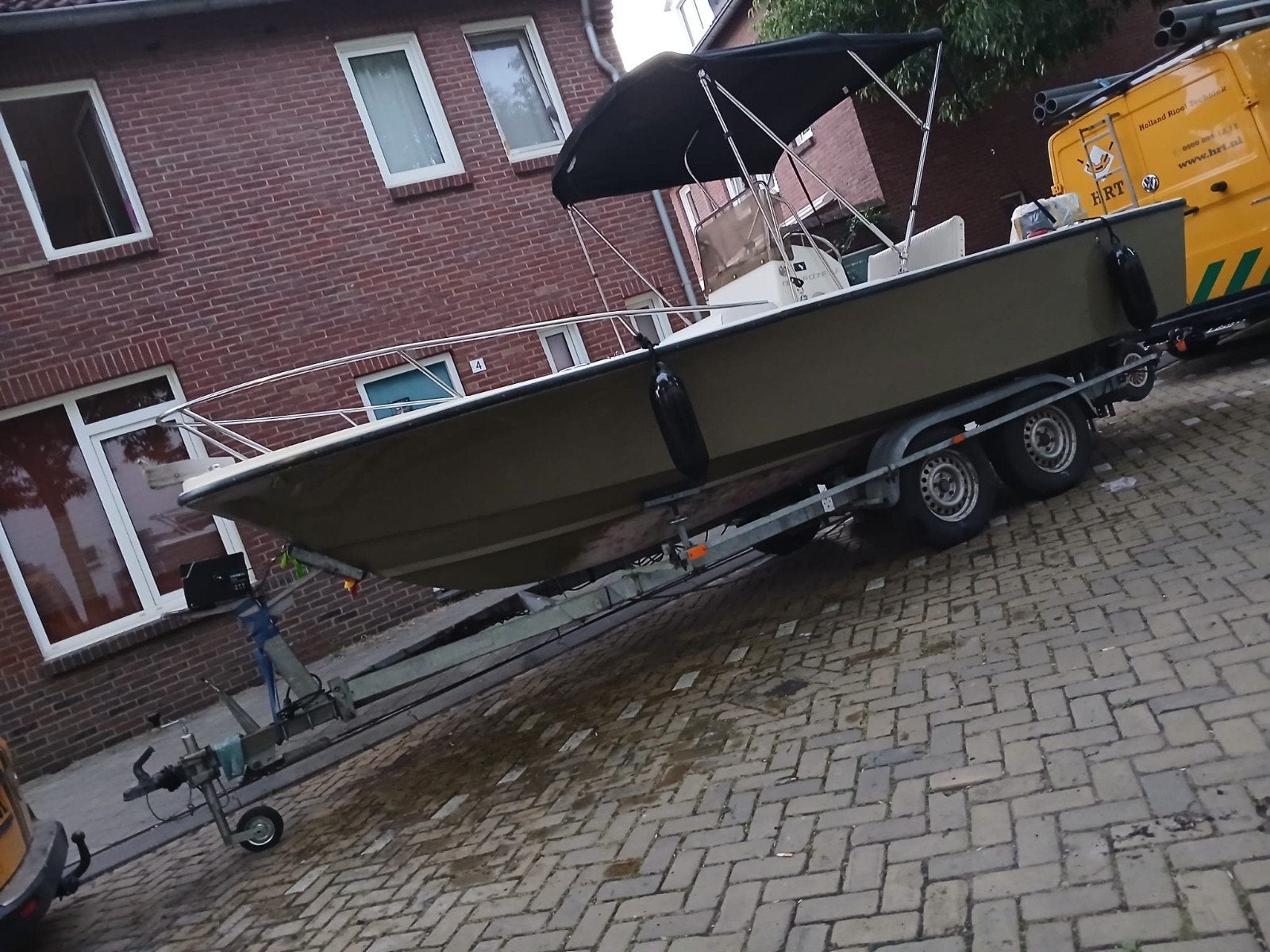 Consoleboot met trailer, motor en biminitop, Watersport en Boten, Consoleboot, Ophalen of Verzenden, Buitenboordmotor, Biminitop