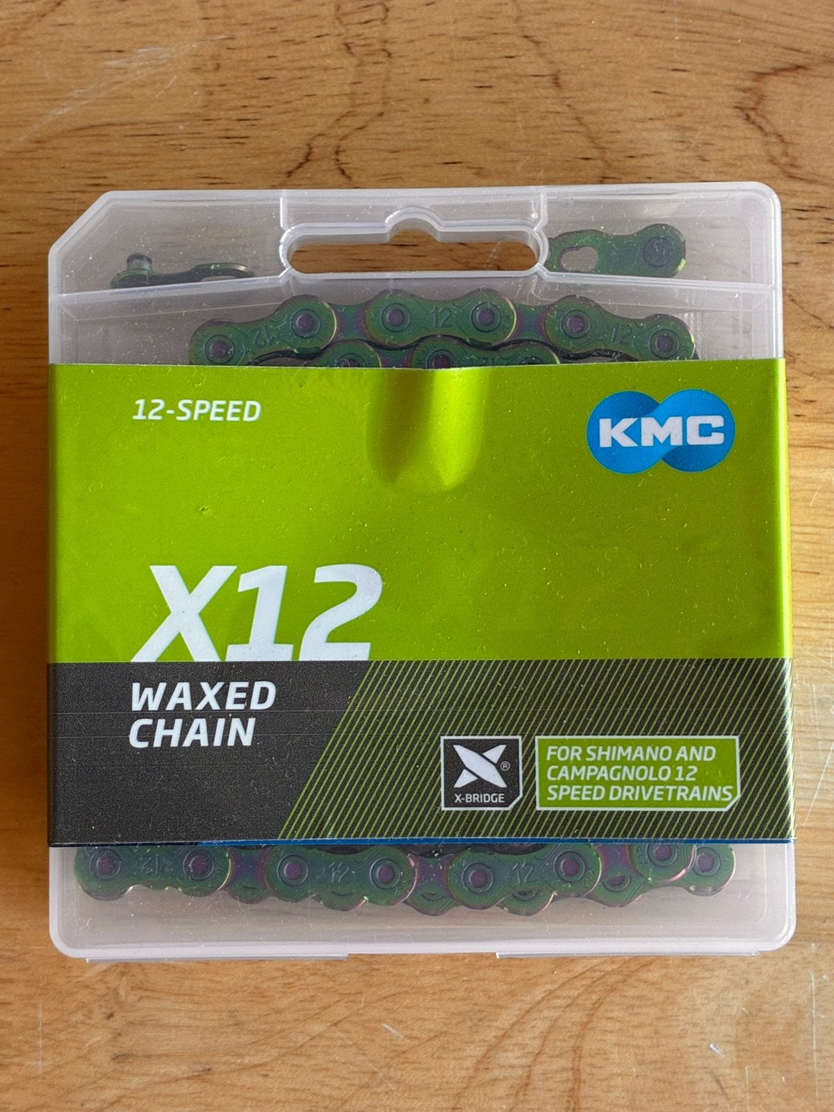 KMC X12 WAXED 12-speed ketting aurora green nieuw, Racefiets, Ophalen of Verzenden, Derailleur of Ketting, Nieuw
