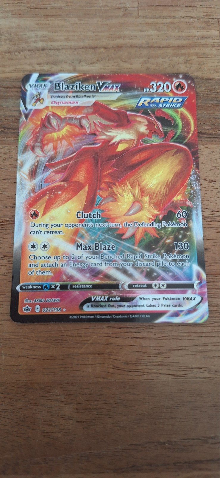 Blaziken VMax 021/198 2021, Ophalen of Verzenden, Zo goed als nieuw