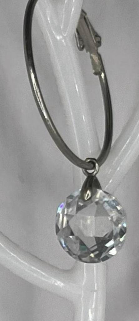 Zilverkleurige ronde oorbellen voorzien van STRASS steen, Overige materialen, Hangers, Nieuw, Ophalen of Verzenden