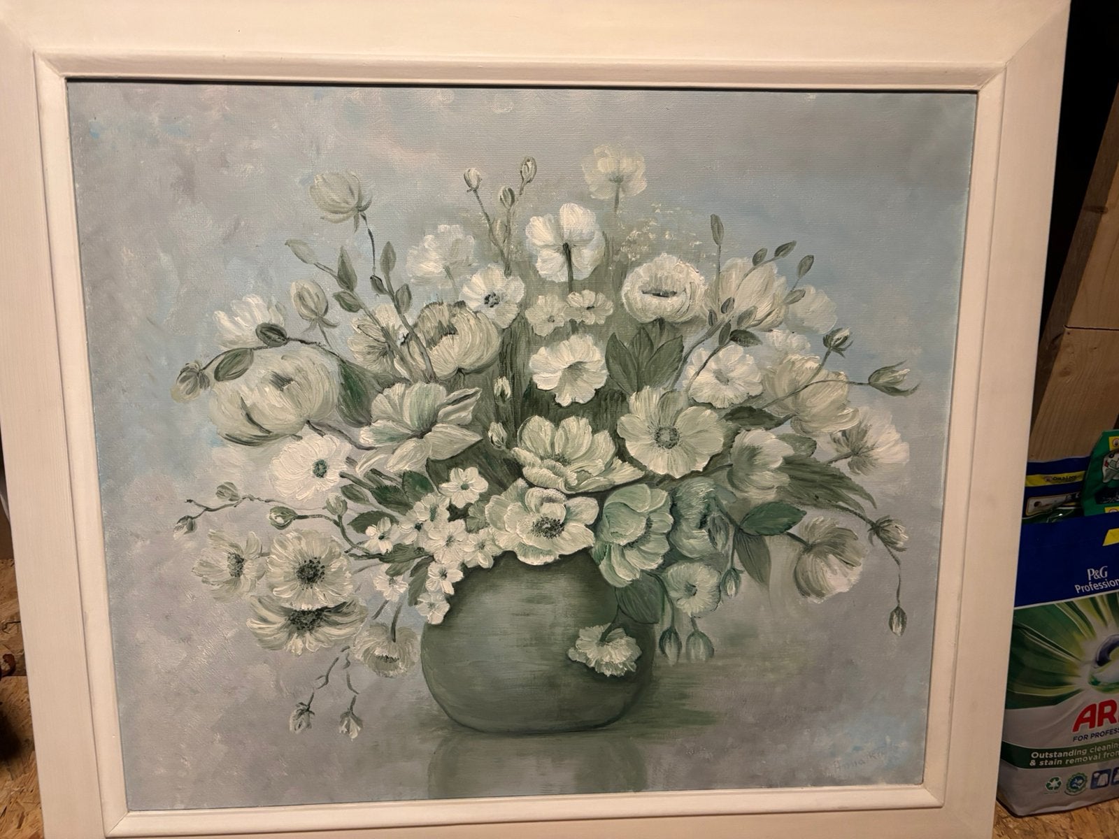 Olieverfschilderij, Bloemen, Doek, Ophalen of Verzenden, Gesigneerd