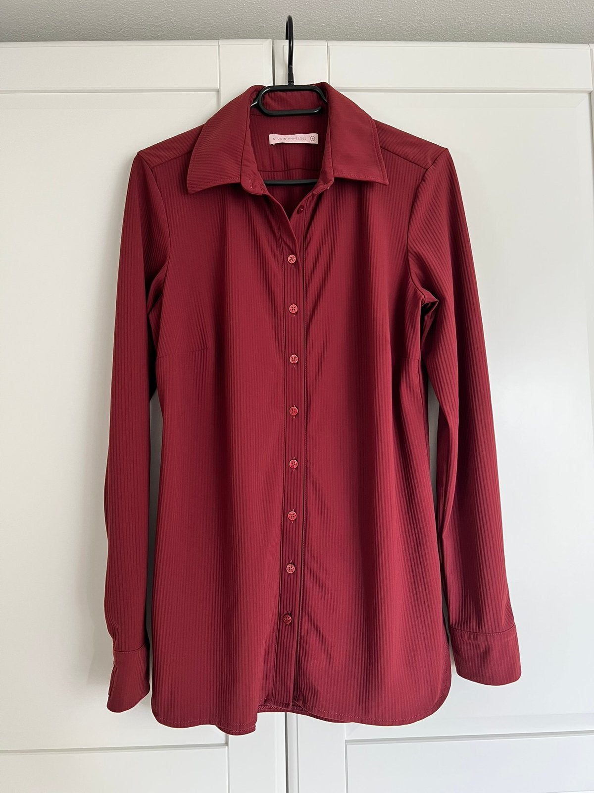 Studio anneloes poppy rib blouse M bordeaux travelstof, Maat 38/40 (M), Ophalen of Verzenden, Zo goed als nieuw, X