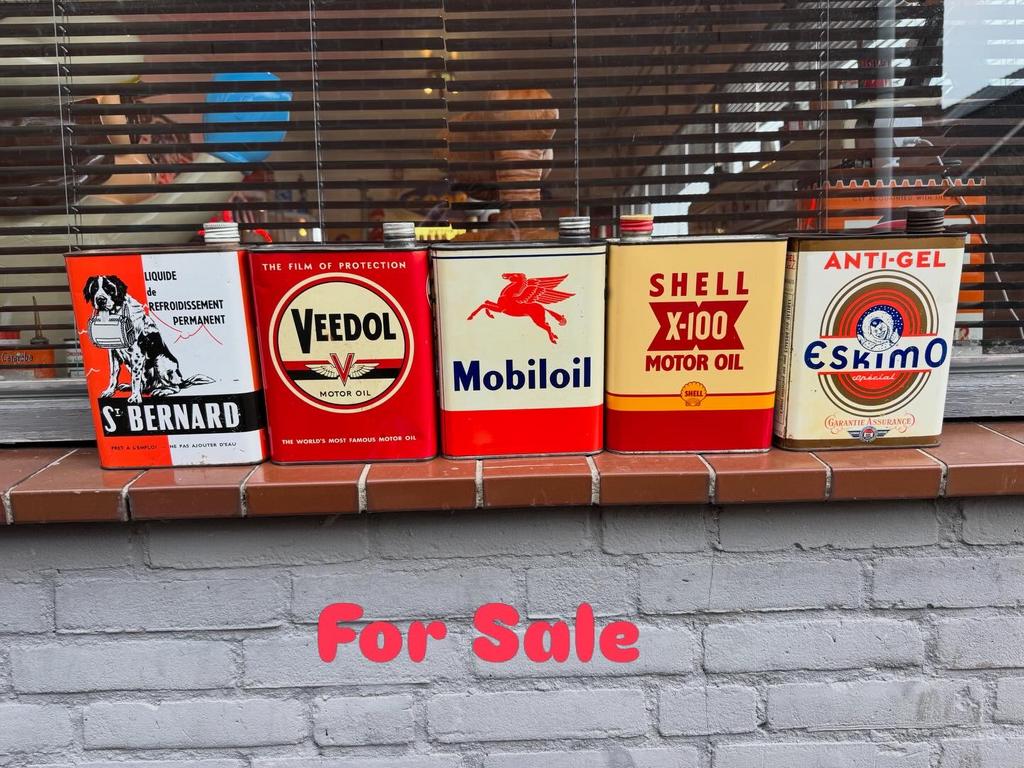 Mooie oude zeldzame garage olie blikken, Gebruikt, ., ., .