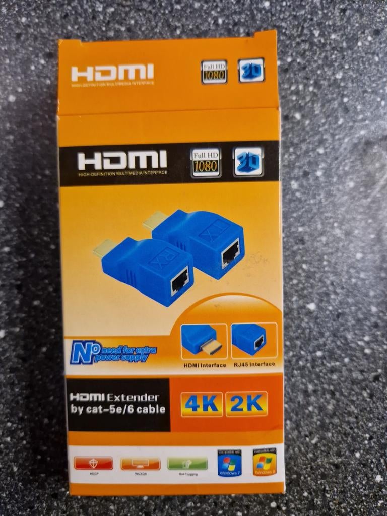 HDMI Extender via Cat-5e/6 kabel - 4K 2K Full HD 1080p, Ophalen of Verzenden, Nieuw, Minder dan 2 meter, HDMI-kabel