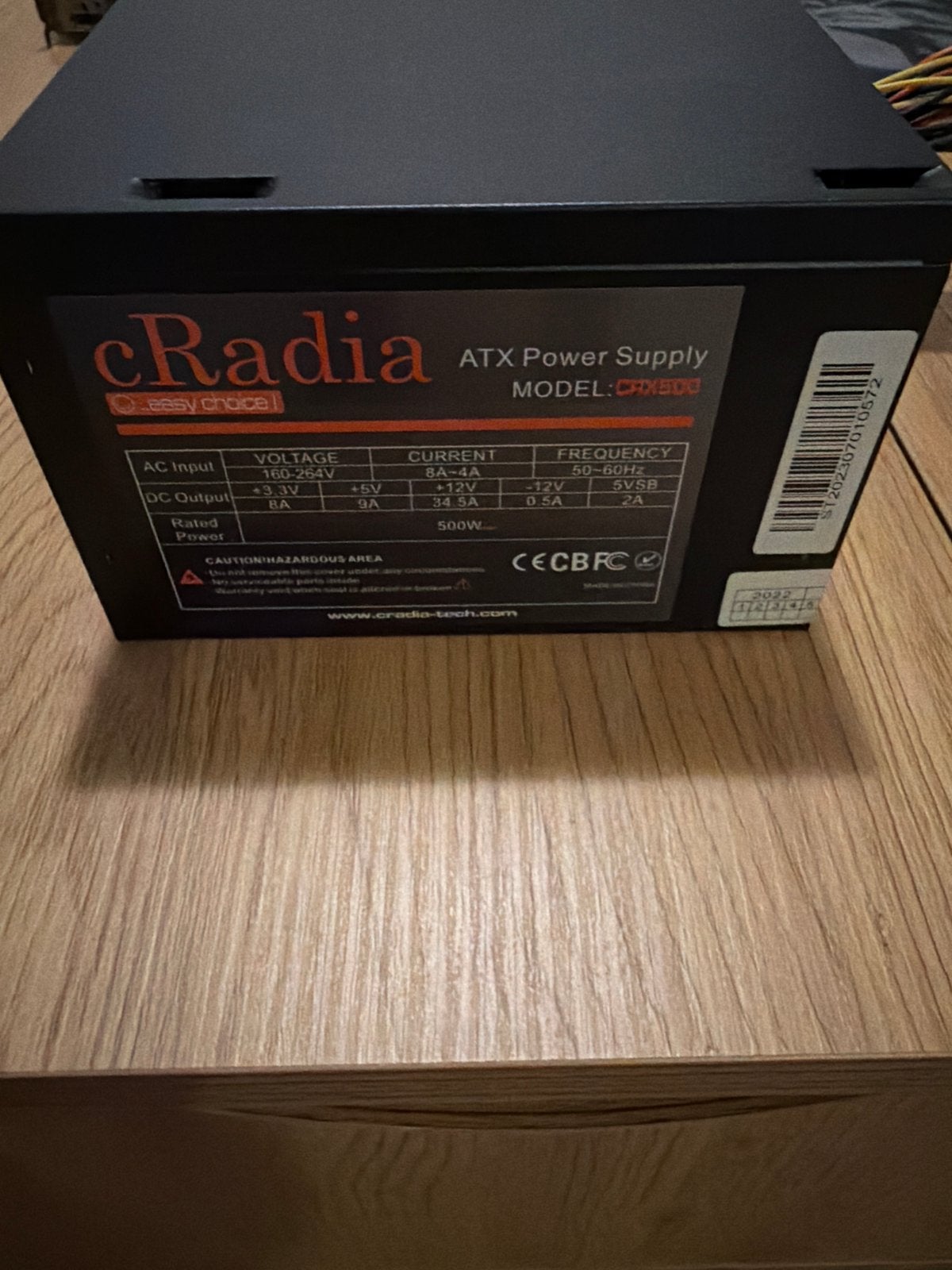 cRadia ATX Voeding CRX500 - 500W PC Voeding, Ophalen of Verzenden, Gebruikt