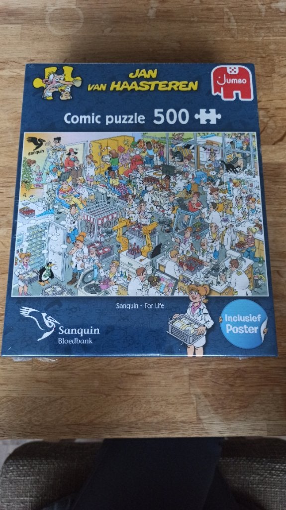 Jan van Haasteren Bloedbank puzzel 500 Nieuw in folie, Ophalen of Verzenden, 500 t/m 1500 stukjes, Nieuw