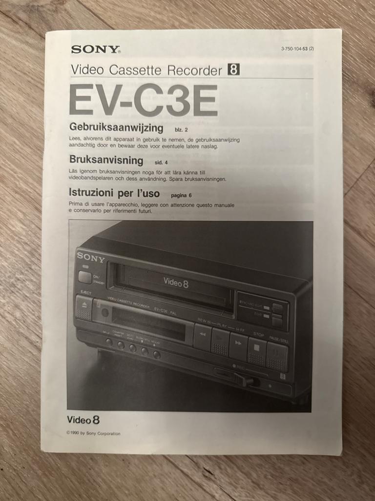 Sony EV-C3E Video Cassette Recorder Gebruiksaanwijzing, Ophalen of Verzenden, Gebruikt, Overige typen