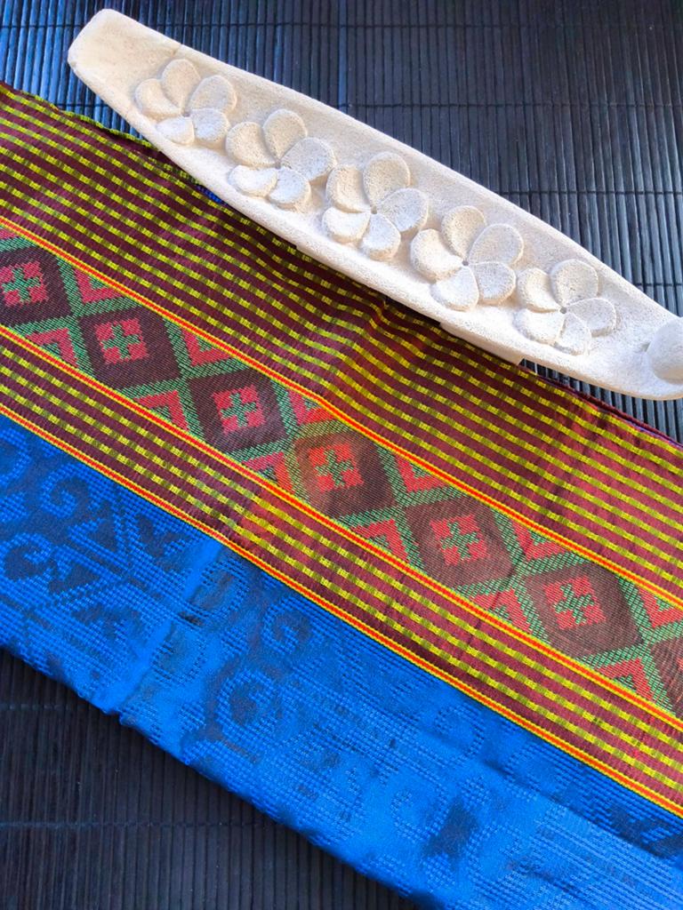 Handgeweven Ikat uit Indonesië #0075, Blauw, Nieuw, Ophalen of Verzenden, 30 tot 120 cm