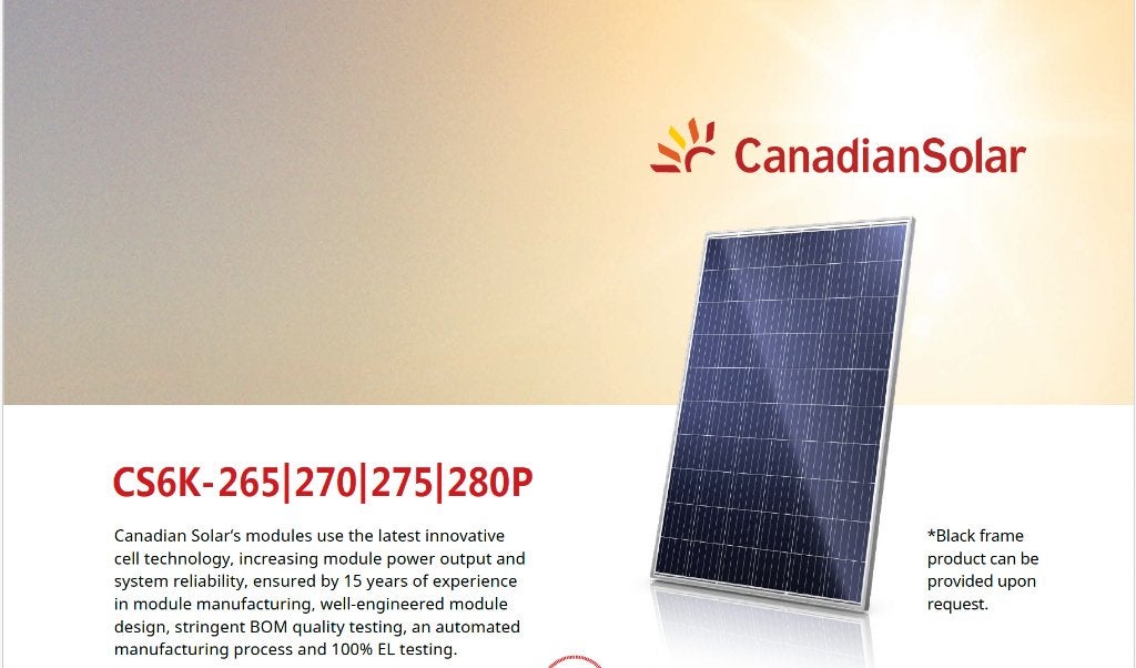 Te koop gevraagd: Canadian Solar CS6k 275 zonnepanelen, Doe-het-zelf en Verbouw, Ophalen, Gebruikt, Paneel, 200 wattpiek of meer