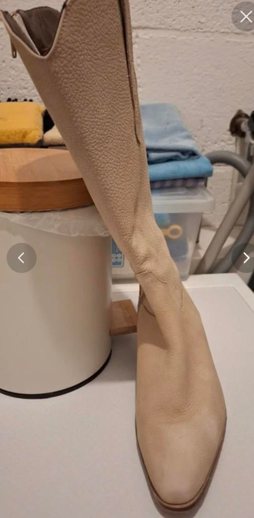 J.J.Footwear Leren laarzen   mt 38 Xl schacht, Hoge laarzen, Beige, Ophalen of Verzenden, Zo goed als nieuw