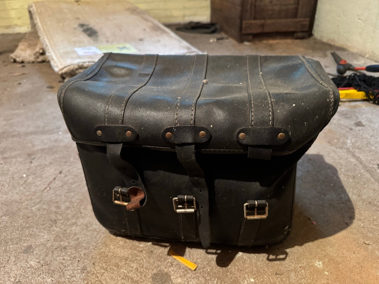 Vintage Leren Motortassen - Set van 2, Motoren, Ophalen of Verzenden, Gebruikt