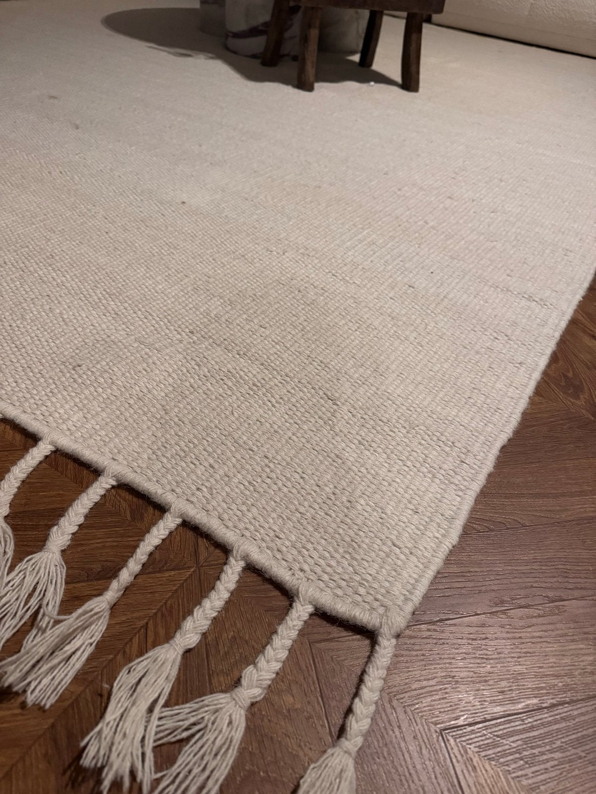 Wollen vloerkleed/tapijt 240x340, Ophalen, Zo goed als nieuw, 200 cm of meer, Crème