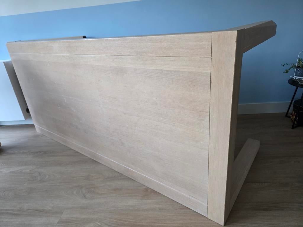 Robuuste eettafel whitewash eiken, Ophalen, Gebruikt, Eikenhout, 50 tot 100 cm