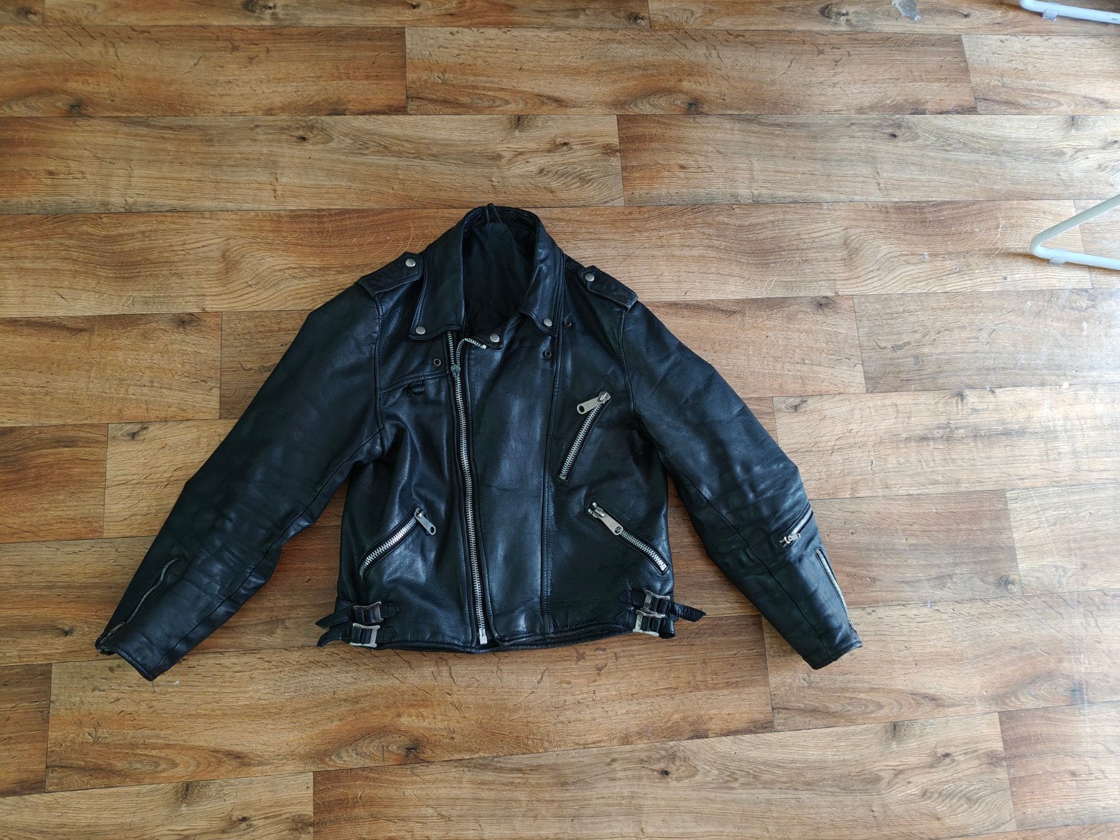 Stoer vintage leren motorjack / bikerjas - Maat 54 = M, Ophalen of Verzenden, Tweedehands, Dames, Jas | leer