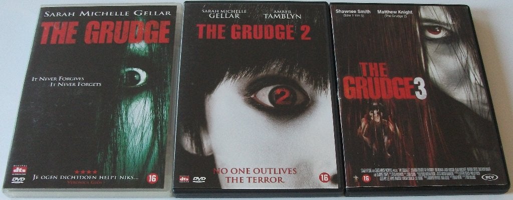 Dvd *** GRUDGE *** Complete Trilogie Deel 1 + 2 + 3, Vanaf 16 jaar, Ophalen of Verzenden, Zo goed als nieuw, Overige genres