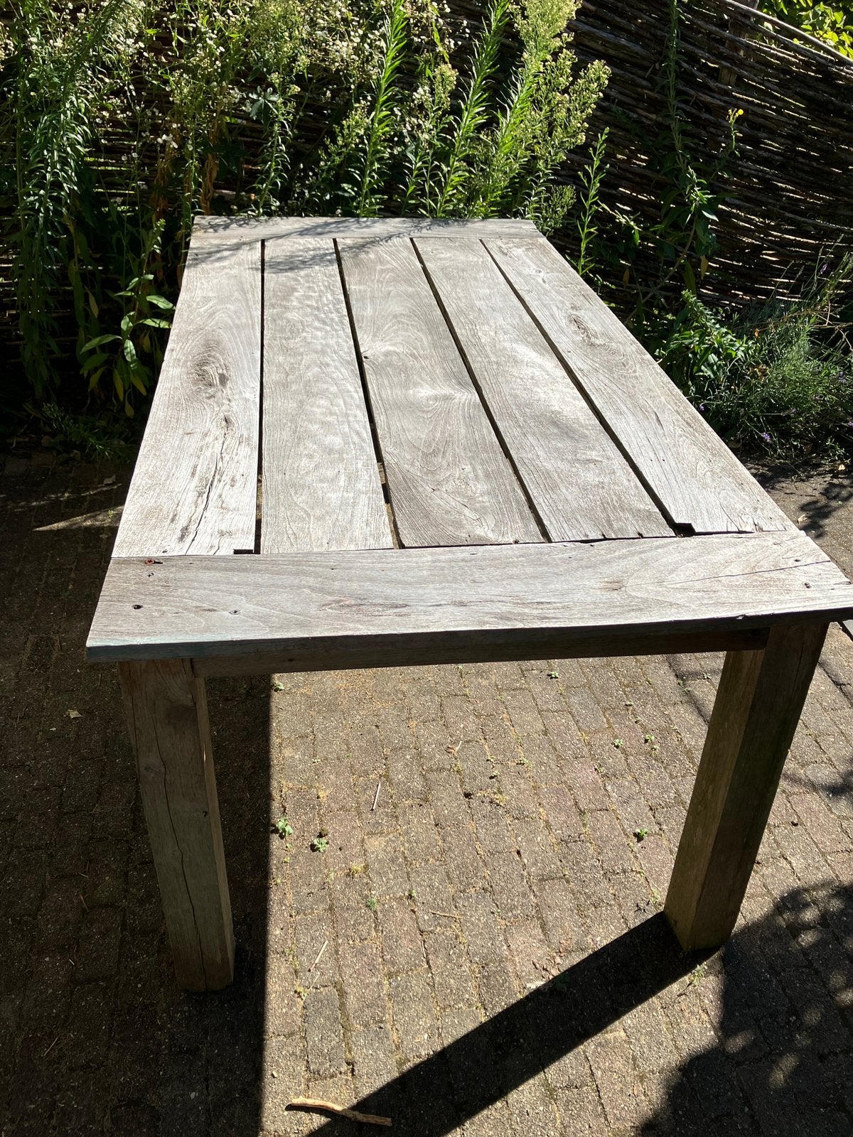 GRATIS Houten tuintafel, Tuin en Terras, Ophalen, Gebruikt, Rechthoekig, Hout