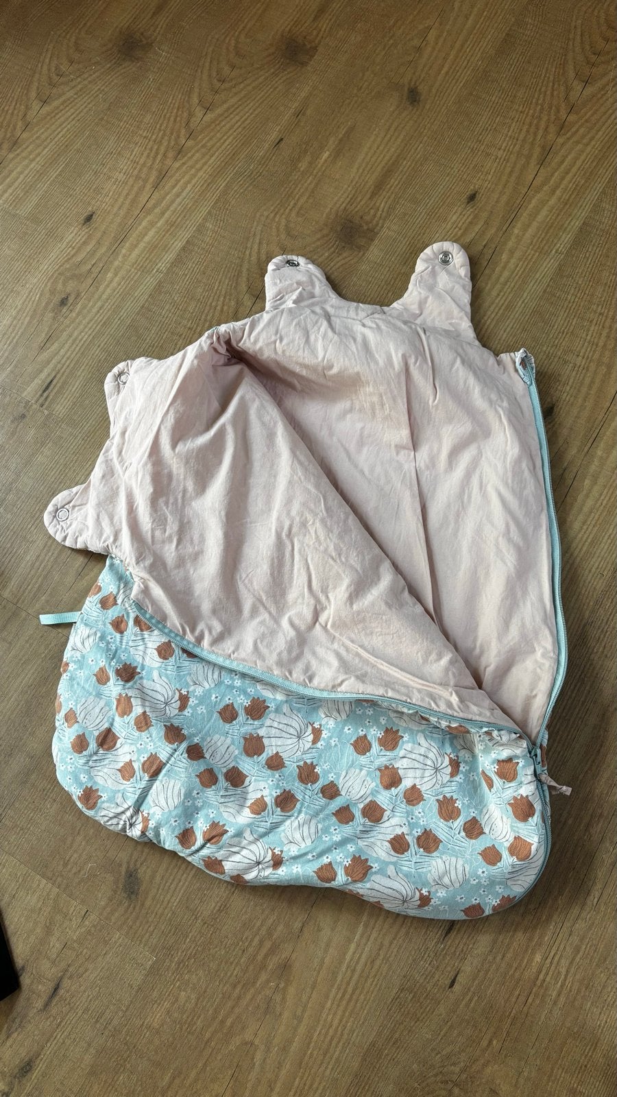 Moulin Roty Slaapzak met bloemenprint 70cm, Kinderen en Baby's, Wasbaar, Zo goed als nieuw, Slaapzak, Blauw
