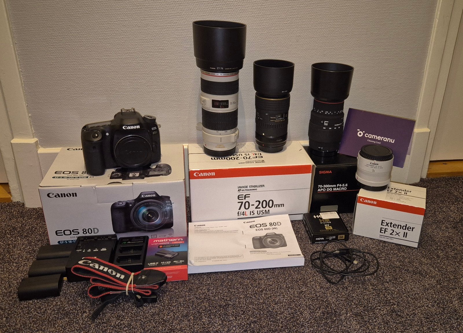 Canon 80D Complete Fotografieset Body + 3 Lenzen + Extender, Ophalen