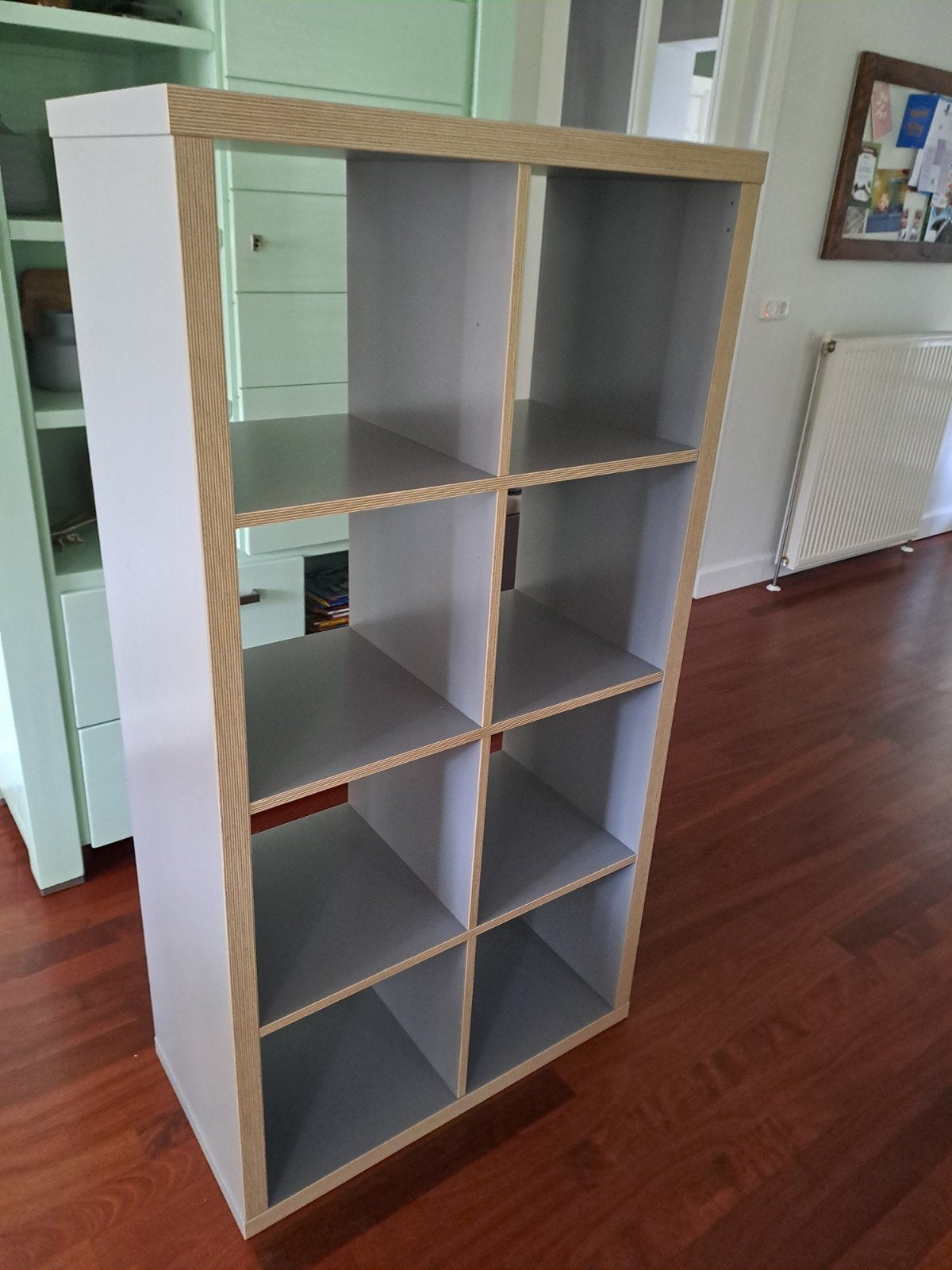 Ikea Kallax vakkenkast met 8 vakken - Grijs/Hout 77x40x147, Ophalen, Gebruikt