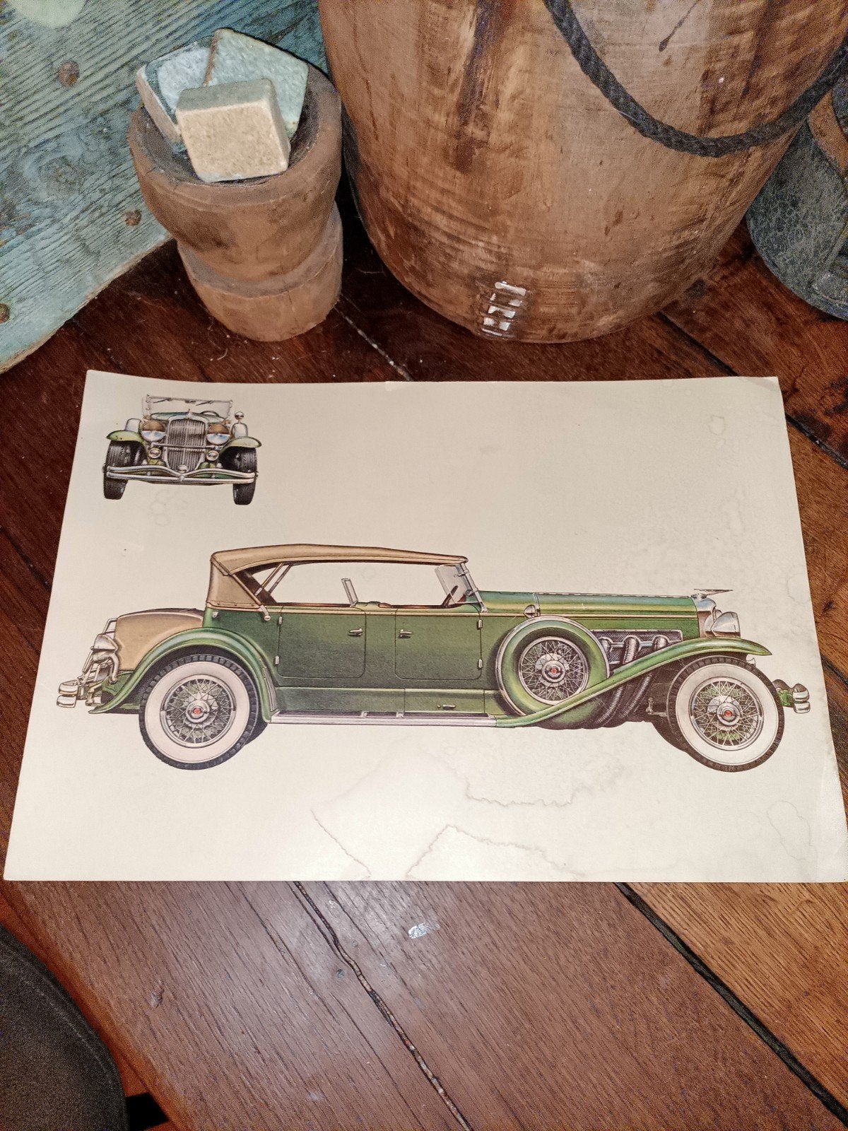 3 oude grote prints van autos van vroeger brocante, Ophalen of Verzenden