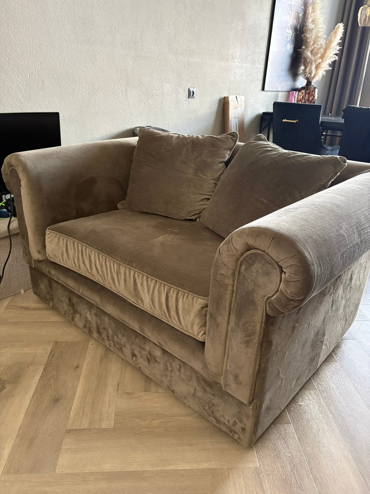 Zsm weg! Rofra home loveseat taupe, Huis en Inrichting, Ophalen, Tweepersoons, 75 tot 100 cm, Zo goed als nieuw