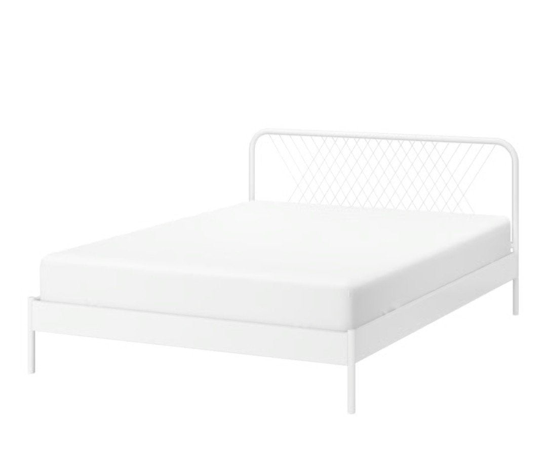 Nesttun Ikea bed 150x200, incl lattenbodems, Huis en Inrichting, Ophalen, Gebruikt, Wit, Tweepersoons