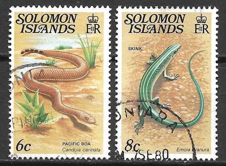 Solomon Islands 1979 Reptiel Pacifische boa skink hagedis, Ophalen of Verzenden, Gestempeld