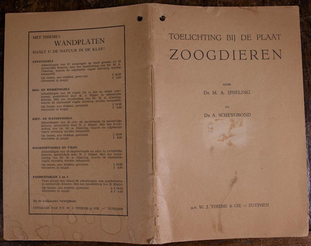 schoolplaat boekje – Nederlandse zoogdieren, Ophalen of Verzenden, Natuur en Biologie