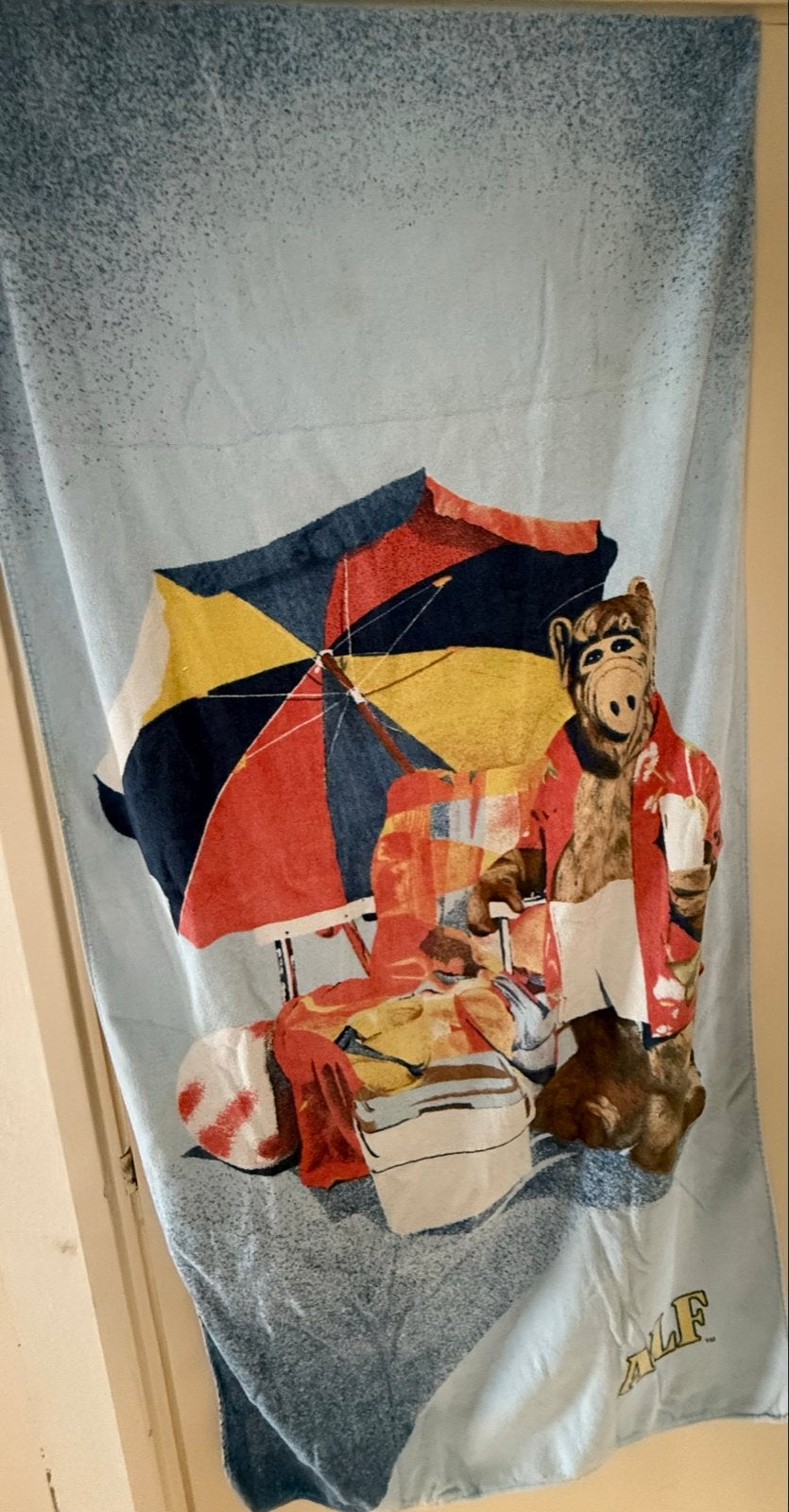 Vintage ALF strandlaken/handdoek - Zeldzaam verzamelobject, Ophalen of Verzenden, Gebruikt, Tv, Overige typen