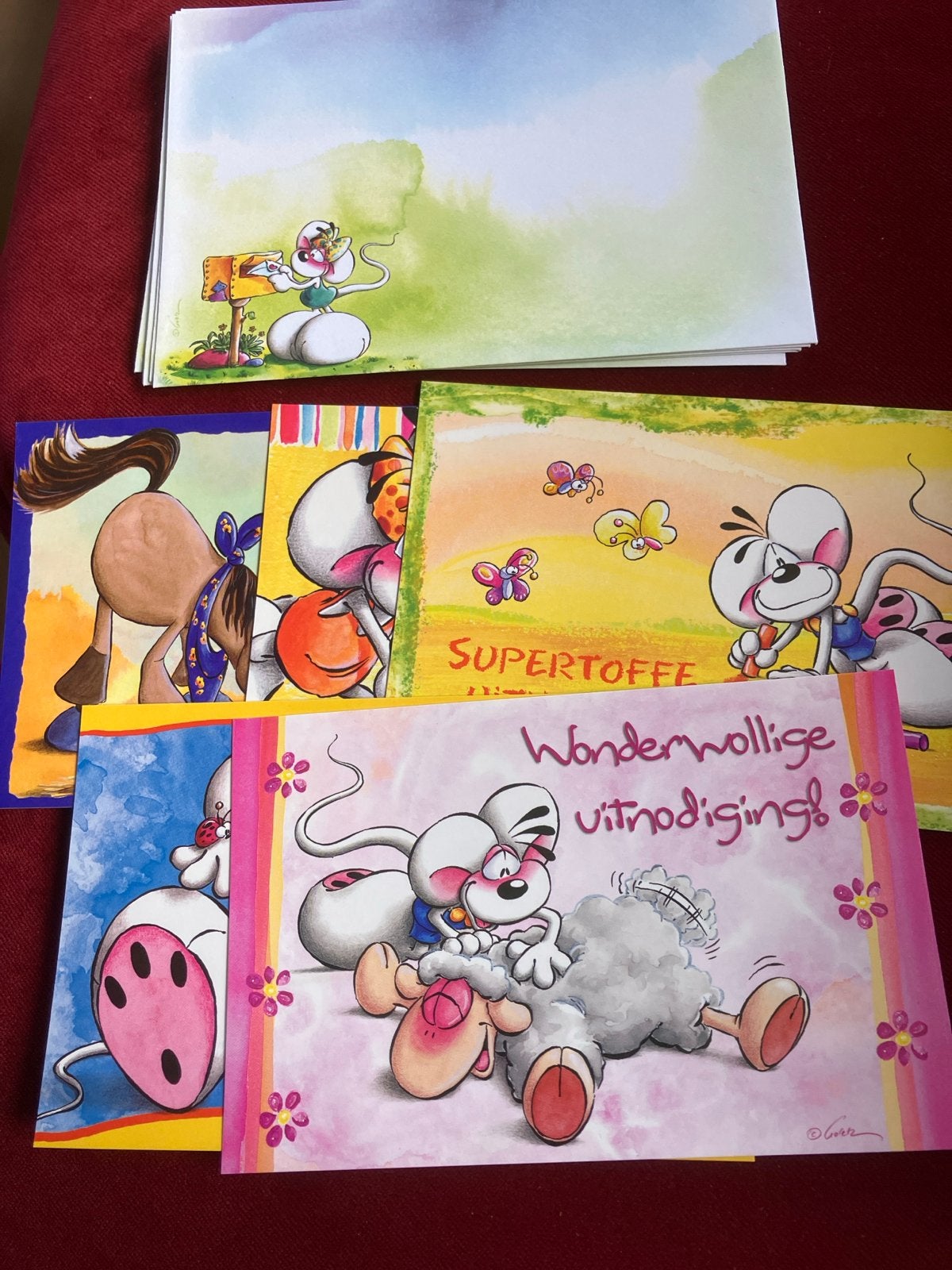 5 Uitnodigingskaarten met enveloppen van Diddl., Verzamelen, Verzenden, Papier, Kaart of Schrift