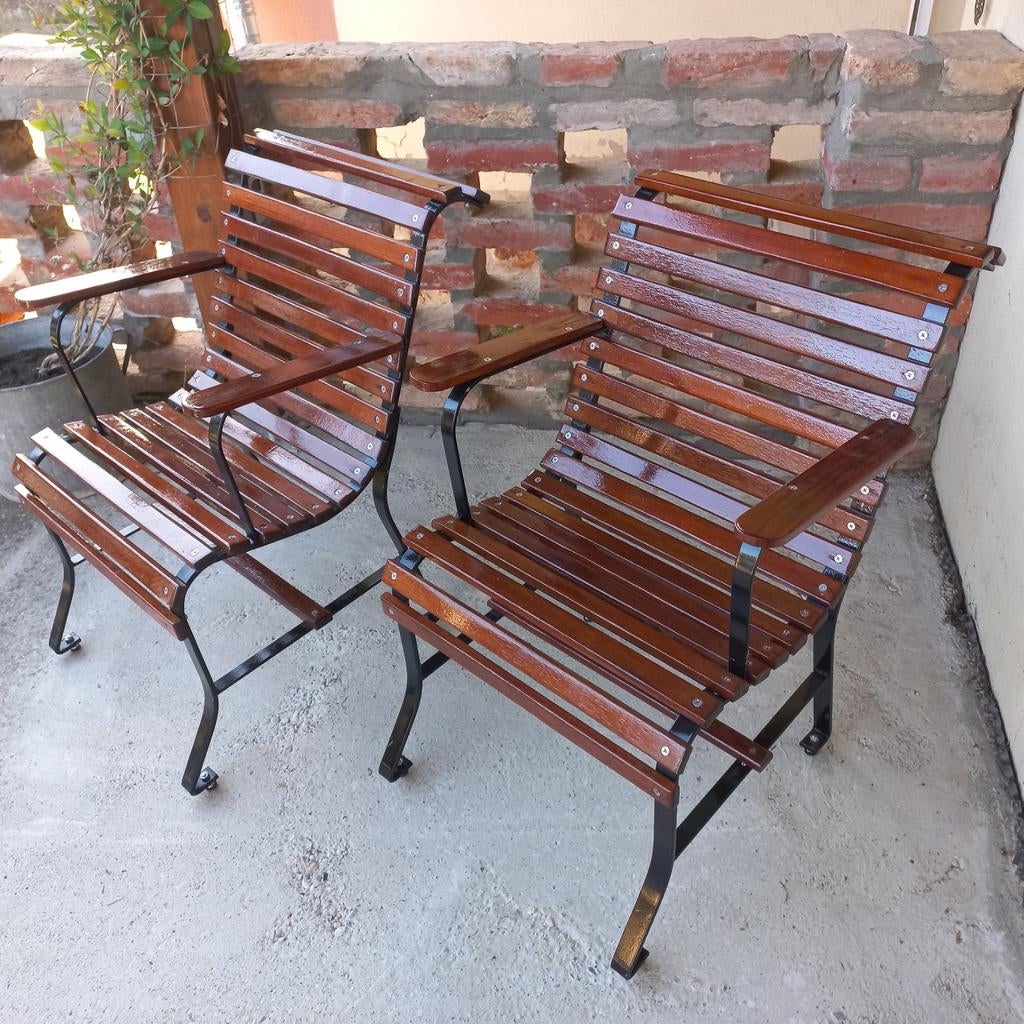 Luxe tuinstoelen, gietijzer met hout, Ophalen, Metaal