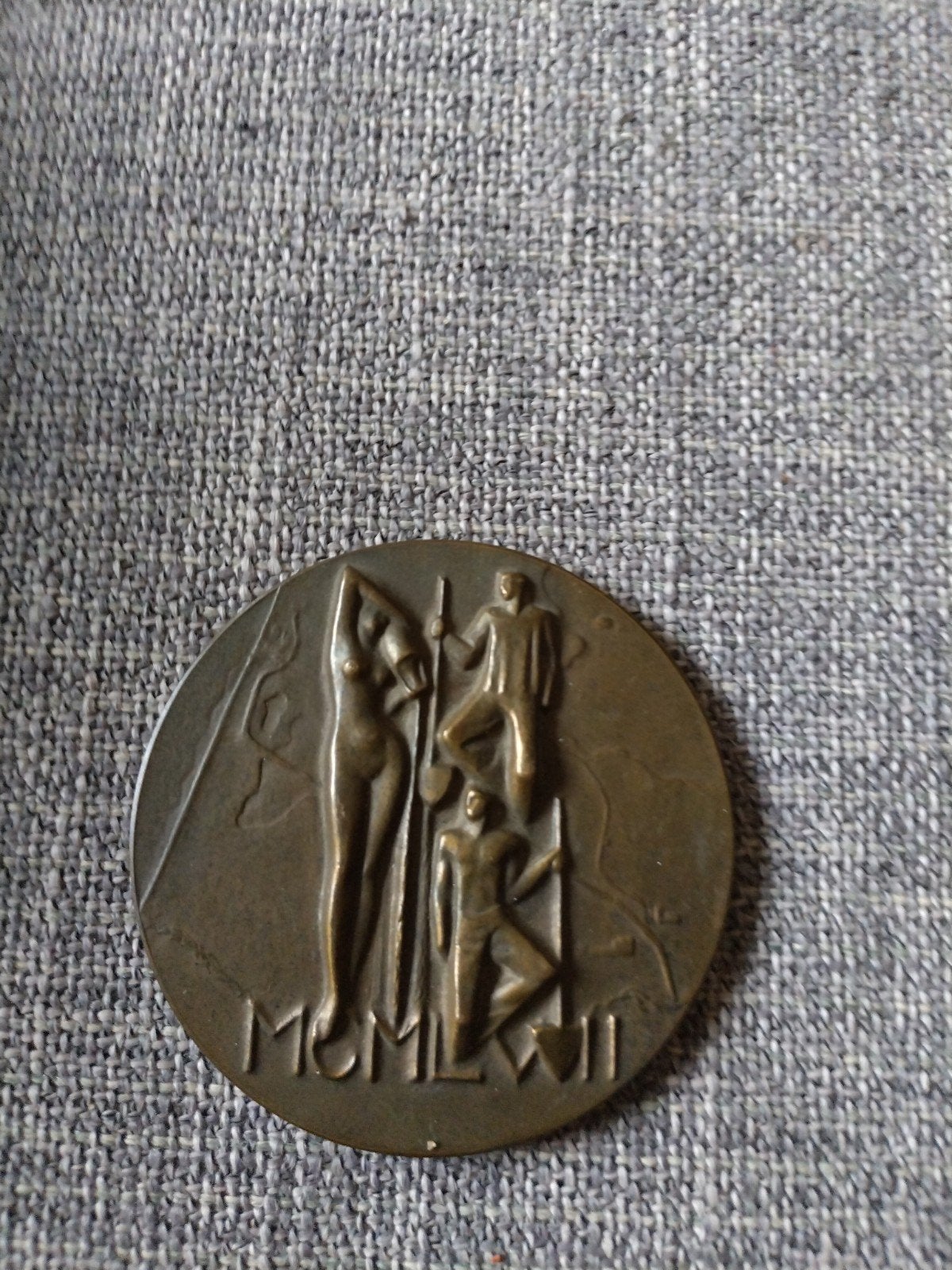 Bronzen Medaille MCMXLVII - Historisch Kunstwerk, Postzegels en Munten, Ophalen of Verzenden, Brons, Buitenland