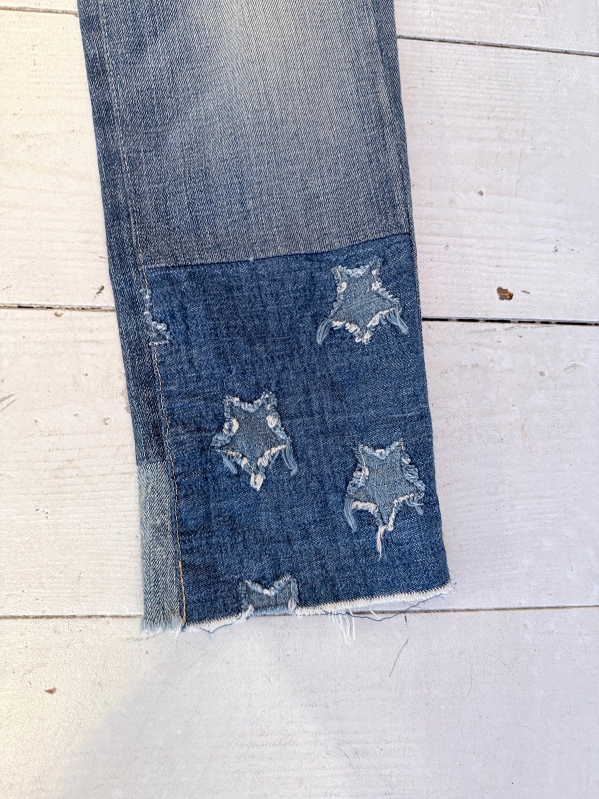 Polo Ralph Lauren  "Waverly Straight" Patchwork Star Jeans, Vintage, Blauw, Vintage, Vintage