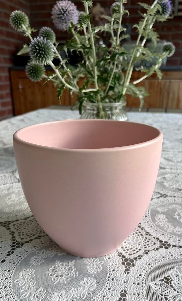 roze bloempot H14 x dia 17 cm, Ophalen of Verzenden, Zo goed als nieuw, Rond, Aardewerk