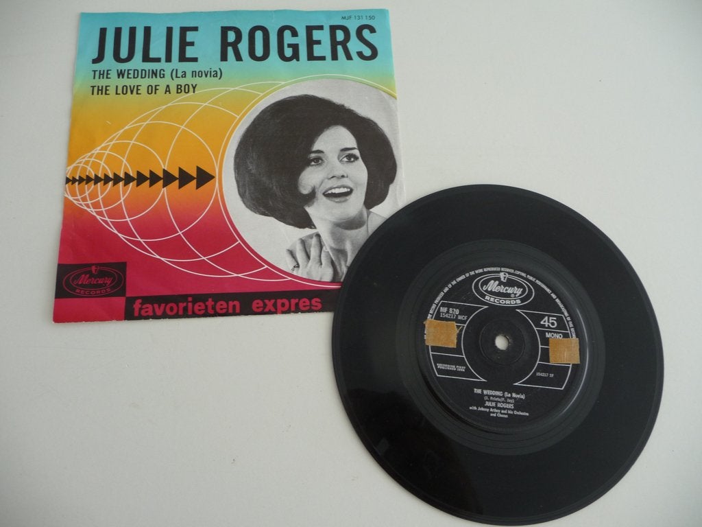 single JULIE ROGERS - THE WEDDING - MERCURY RECORDS, 1964, Gebruikt, 7 inch, Ophalen of Verzenden, Pop