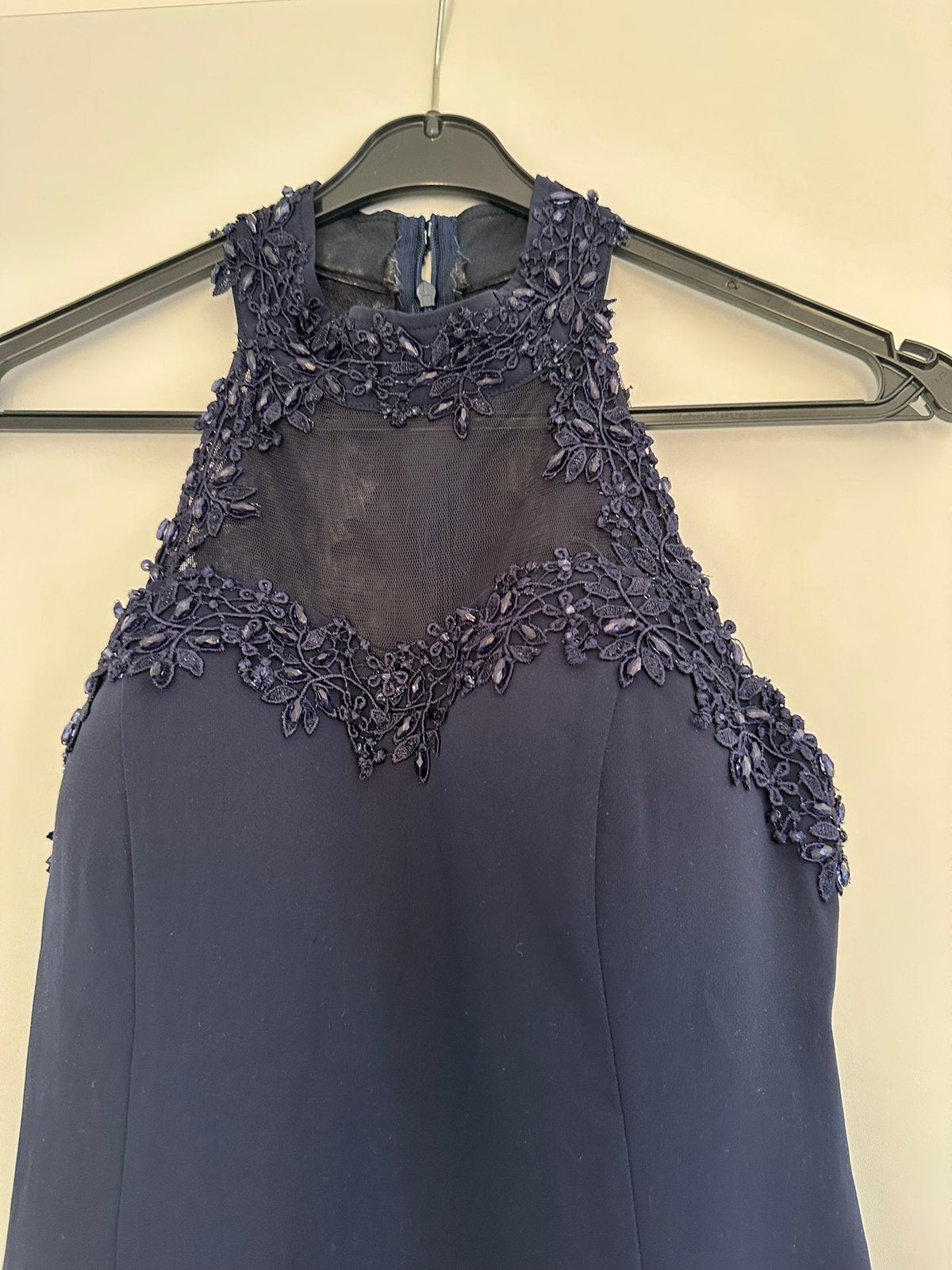 Donkerblauwe avondjurk/abiye maat 34, Galajurk, Blauw, Ophalen of Verzenden, Zo goed als nieuw