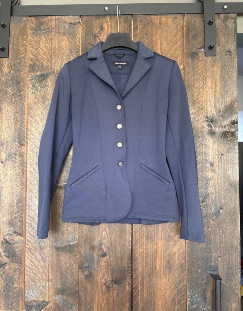 Montar wedstrijdjasje, Dieren en Toebehoren, Paardrijkleding, Blauw, Gebruikt, Dressuur, Sierdetails