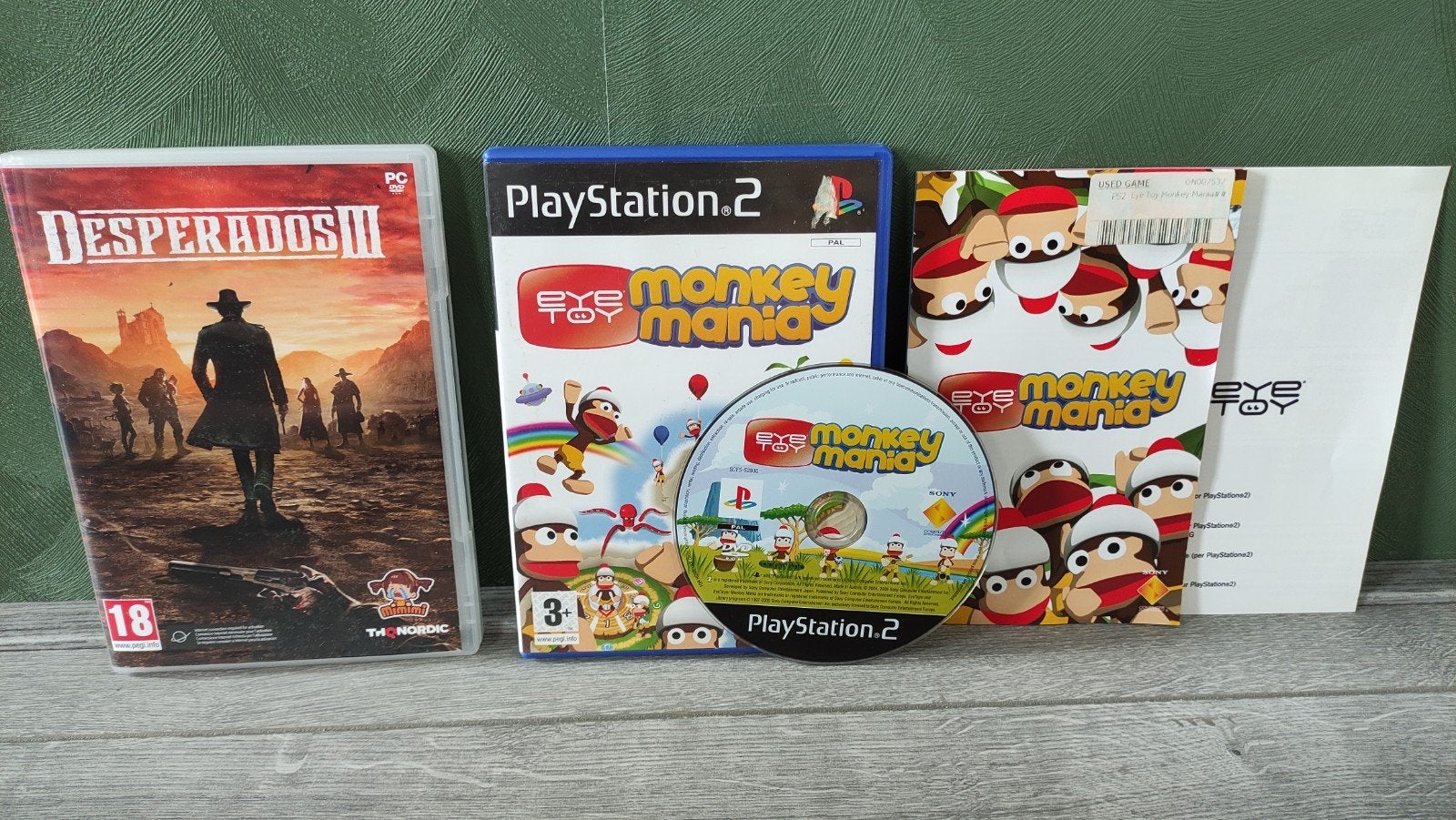 Eyetoy monkey mania ps2 en gratis desperados 3 pc game, Spelcomputers en Games, Ophalen of Verzenden, Zo goed als nieuw