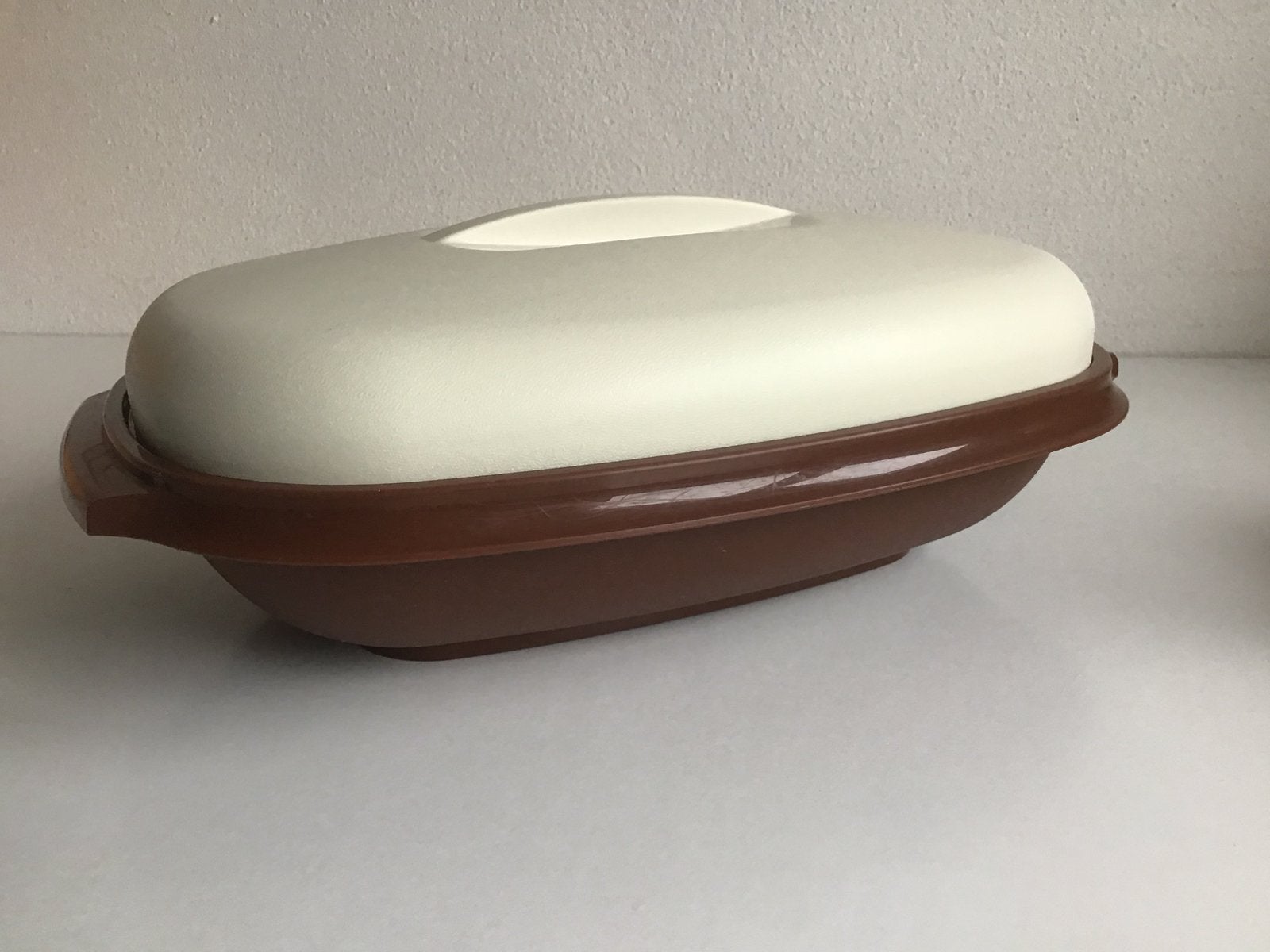 Tupperware schaal serveerwonder bruin vintage retro 3 delig, Huis en Inrichting, Keuken | Tupperware, Ophalen of Verzenden, Zo goed als nieuw