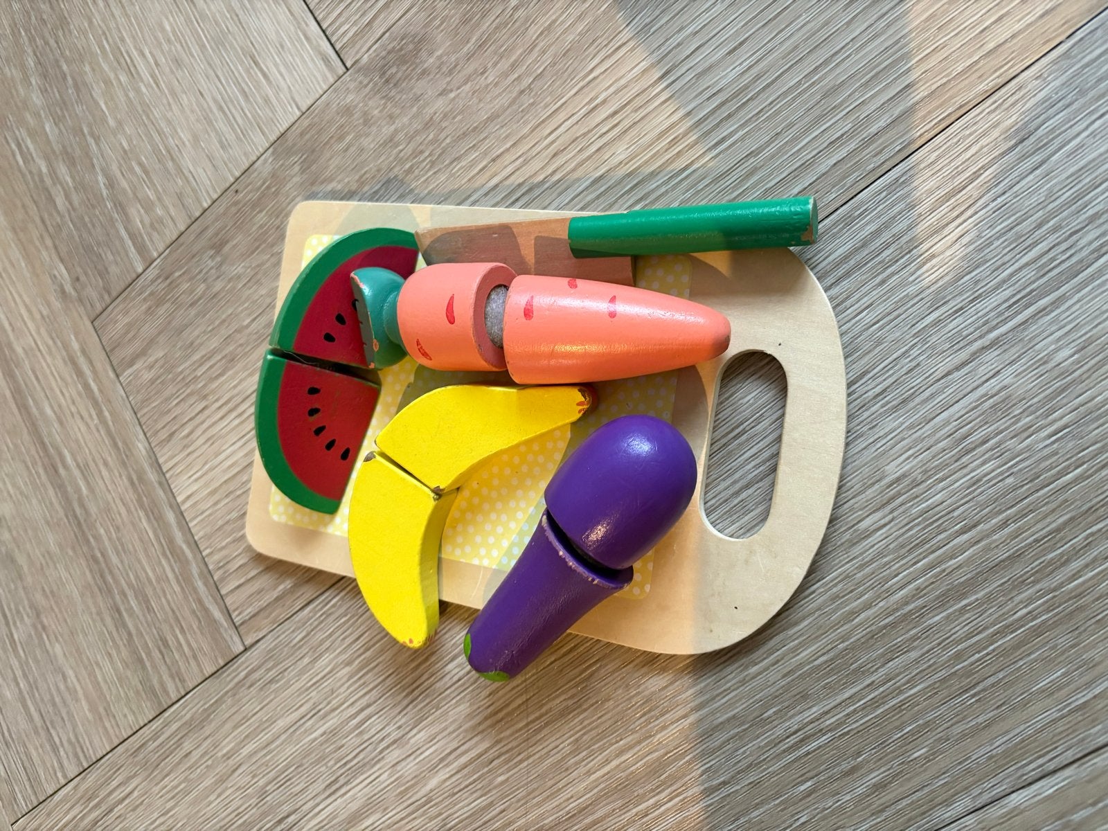 Houten snijset groenten en fruit, Ophalen of Verzenden, Gebruikt, Overige typen