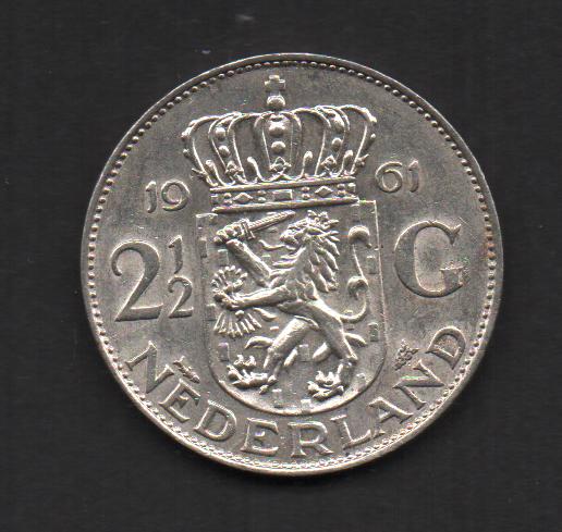 Zilveren Rijksdaalder 1961 Koningin Juliana (143), Postzegels en Munten, Koningin Juliana, Zilver, Ophalen of Verzenden, Losse munt