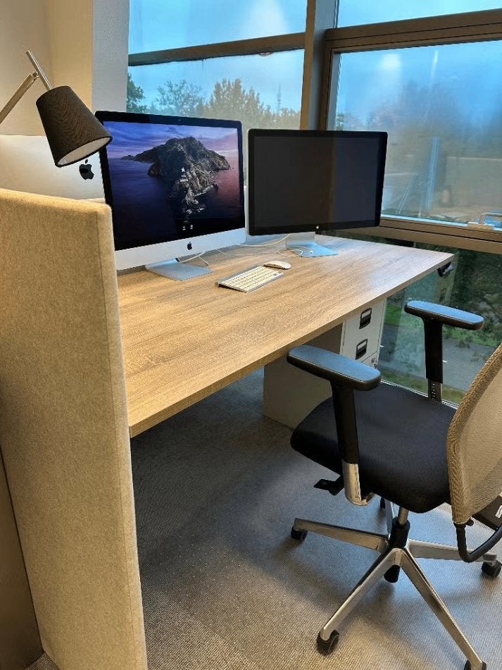 Elektrisch Duo zit-sta Bureau 180x80 (Zo goed als nieuw), Ophalen, Scheidingswand, Zo goed als nieuw