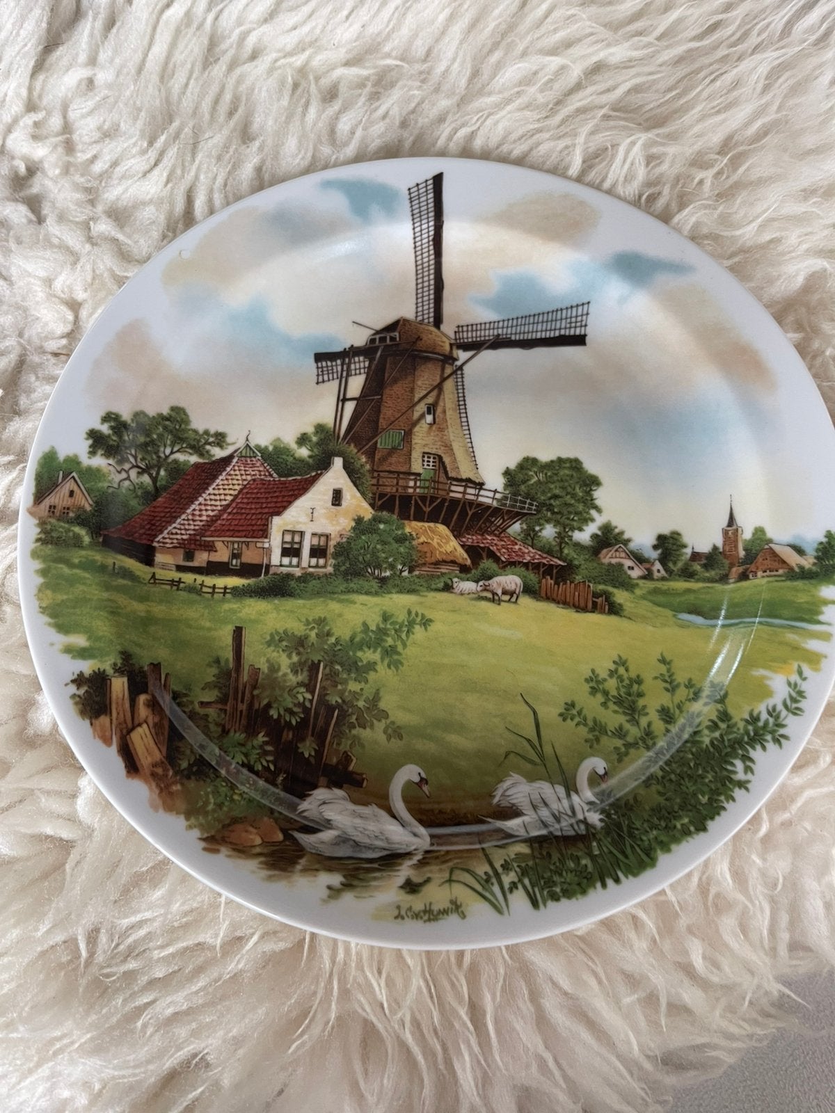 Royal Schwabap porseleinen bordje molen Ter Steege 1984, Antiek en Kunst, Ophalen of Verzenden