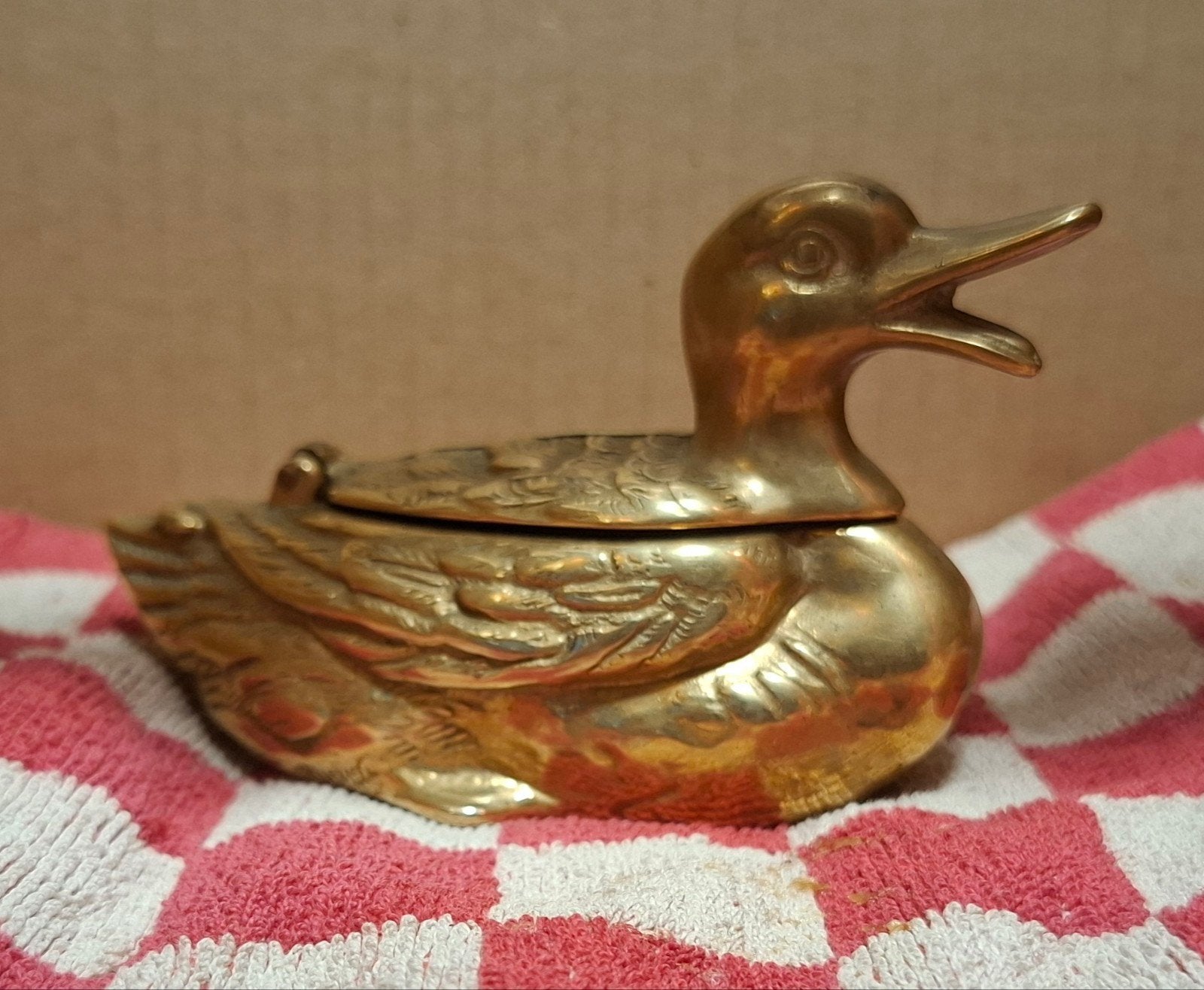 Vintage asbak eend duck messing, Ophalen of Verzenden, Brons