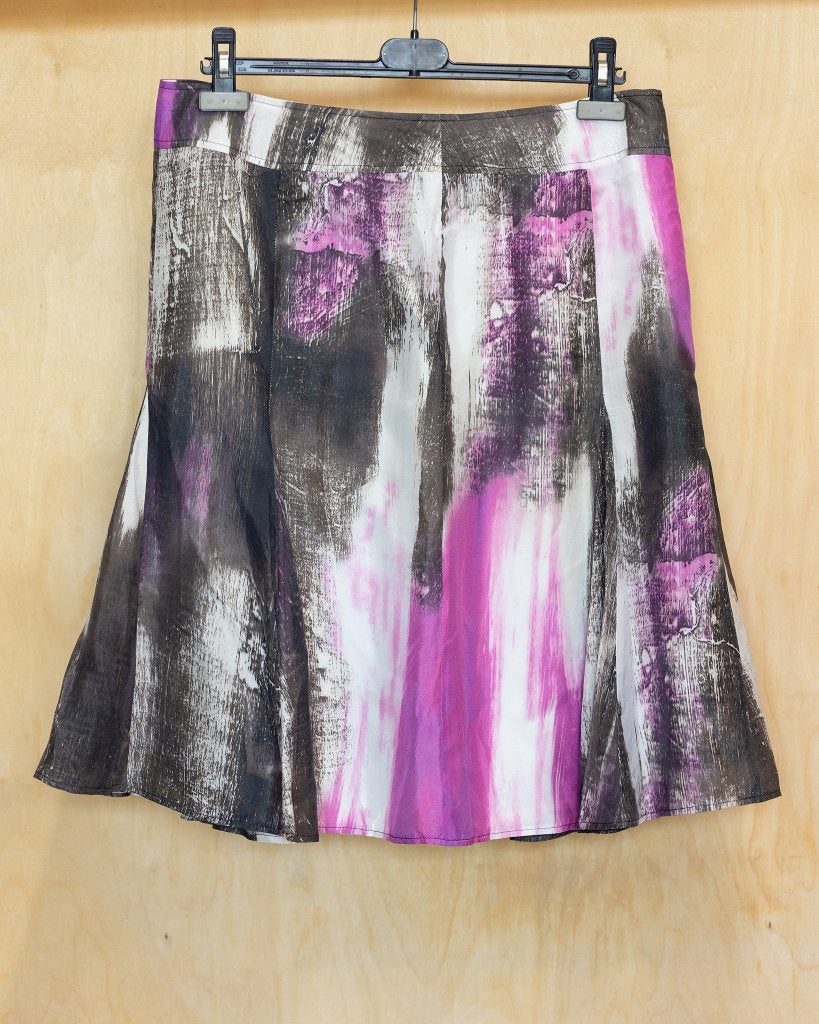 Marie Mero 100% zijden rok met fuchsia verfstroken 40 M, Kleding | Dames, Maat 38/40 (M), Marie Mero, Ophalen of Verzenden, Zo goed als nieuw