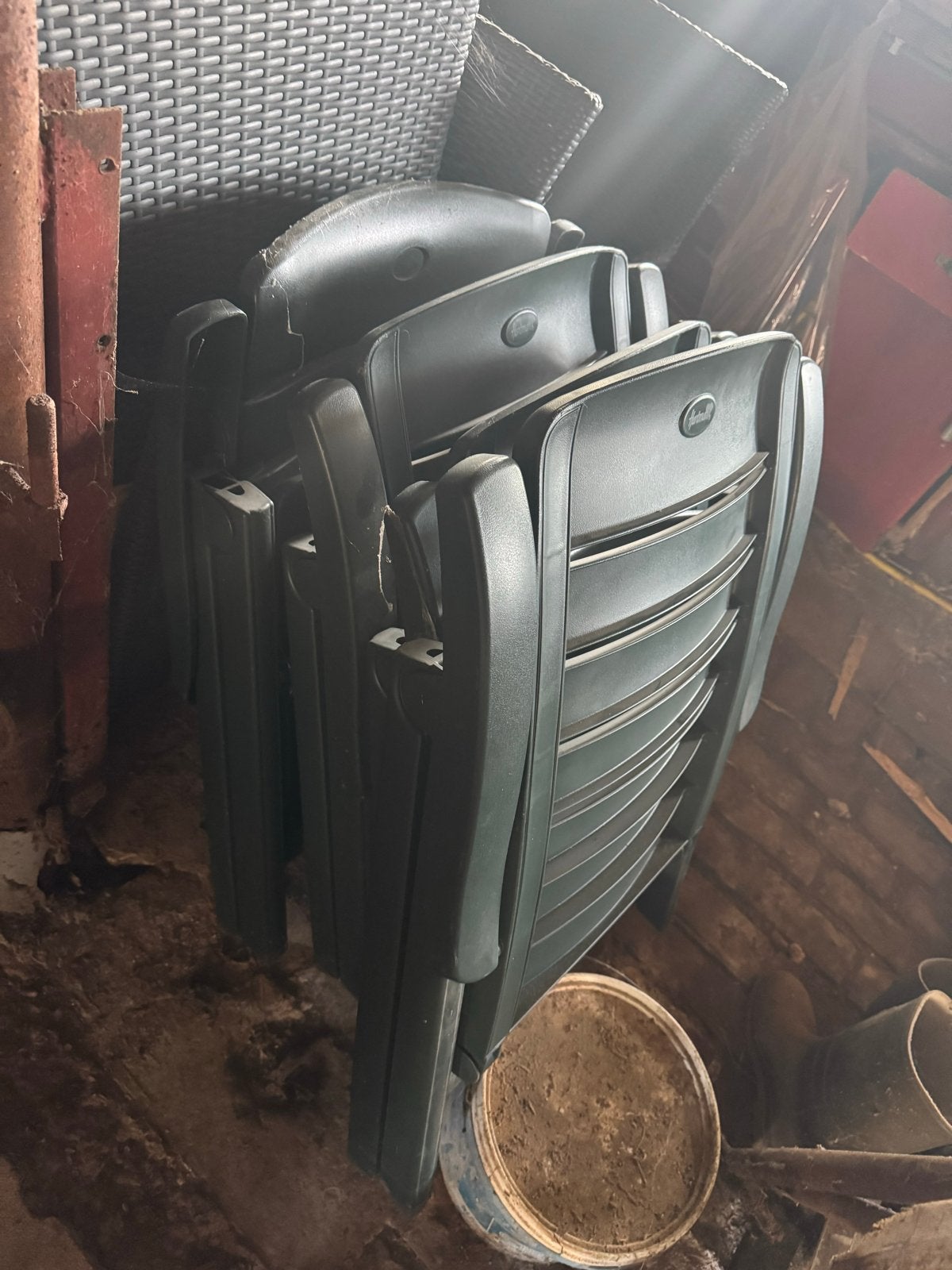 Verstelbare tuinstoelen (4 stuks) - Donkergroen plastic, Ophalen, Gebruikt, Plastic, Inklapbaar