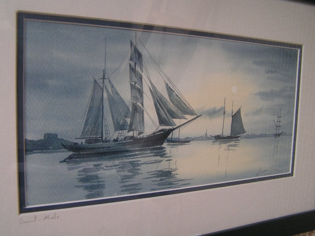 Jean Yves. Aquarel. St Malo., Ophalen of Verzenden, Gesigneerd, Aquarel